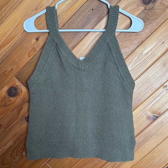Madewell Olive Sweater Button-Up Tank Top Size Small - Picture 5 of 6
